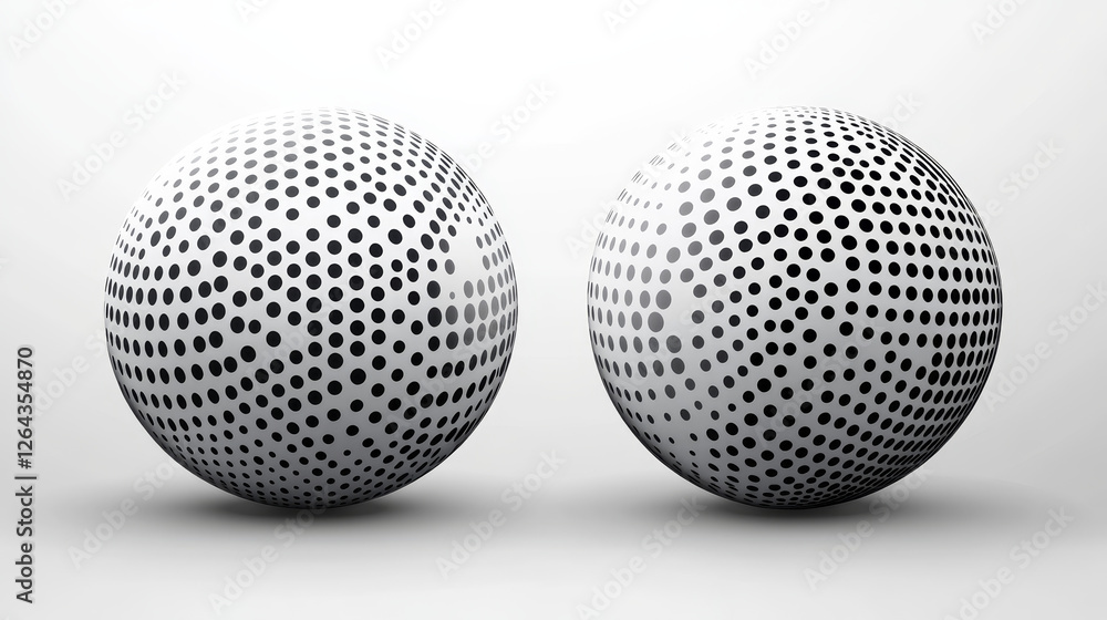 Gradient dot spheres set isolated on white background. Vector realistic illustration of dotwork balls with grainy halftone texture, black and gray paint spray radial figure, grungy art elements Gradient dot spheres set isolated on white background. Vector realistic illustration of dotwork balls with grainy halftone texture, black and gray paint spray radial figure, grungy art elements