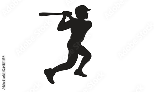 Baseball player, abstract vector silhouette Baseball ball, hitter swinging the bat, abstract isolated vector