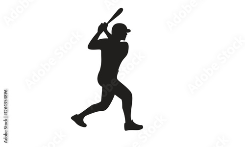 Baseball player, abstract vector silhouette Baseball ball, hitter swinging the bat, abstract isolated vector
