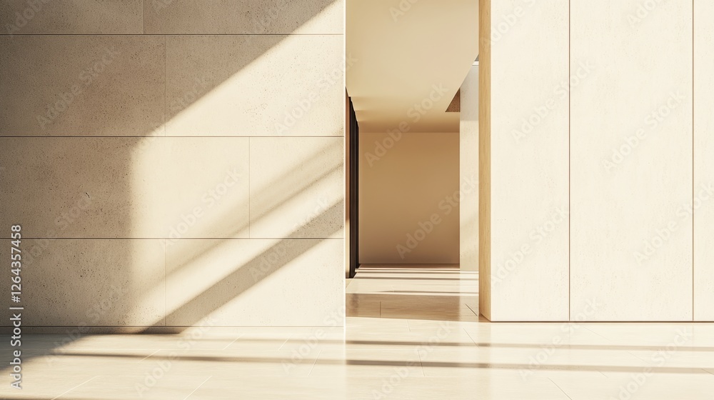 Minimalist Architecture With Light And Shadow Creating Depth And Ambiance. Minimalist Architecture With Light And Shadow Creating Depth And Ambiance.