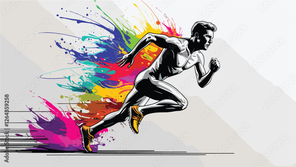 Adobe Illustrator Artwork Phoenix Dynamic run man in motion sprinting forward background brush Adobe Illustrator Artwork Phoenix Dynamic run man in motion sprinting forward background brush