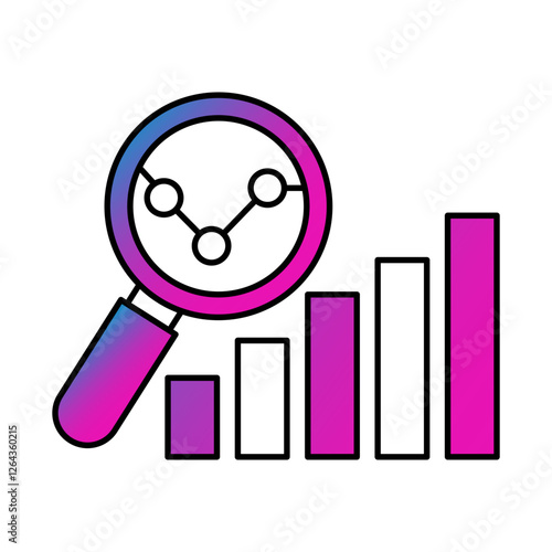 Bar chart icon. Data analysis, statistical interpretation, trend analysis, performance tracking, insights. Vector illustration.