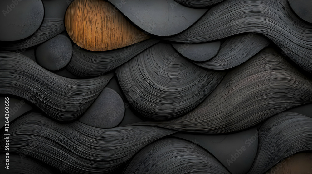 Obraz premium Abstract dark gray wood grain wave pattern background design
