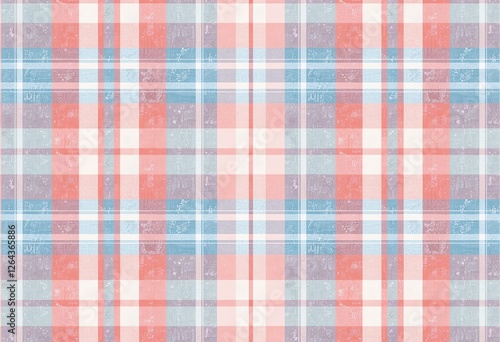 Vintage Pastel Plaid Pattern: Seamless Design in Light Pink and Blue with Rusty Texture Accents and Fine Line Details - Ideal for Retro-Themed Crafts, Antique-Inspired Designs, and Nostalgic Digital P