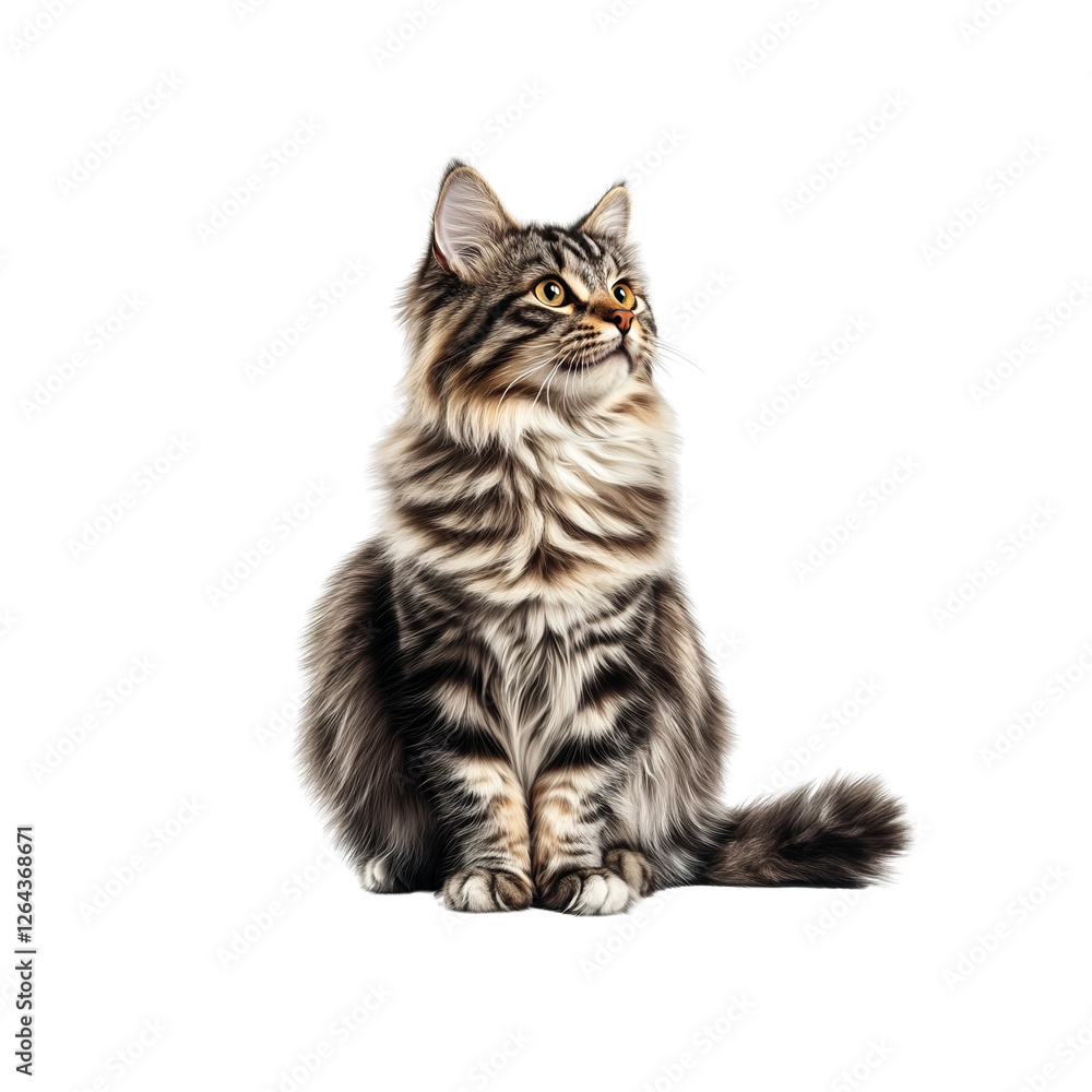 Obraz premium Majestic Maine Coon Cat Sitting and Looking Upwards