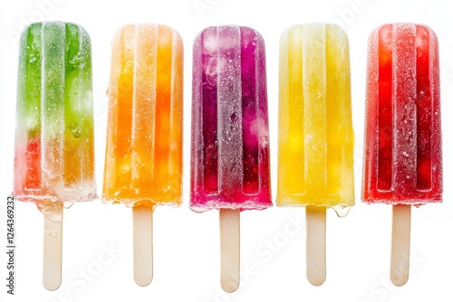 Vibrant Fruit Popsicles: A Summery Row of Icy Treats