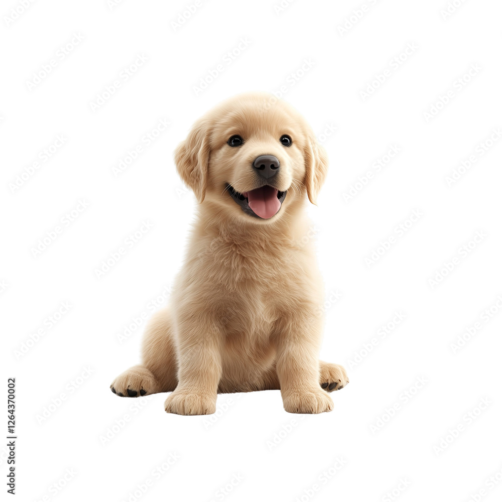 Adorable Golden Retriever Puppy Sitting and Smiling Adorable Golden Retriever Puppy Sitting and Smiling