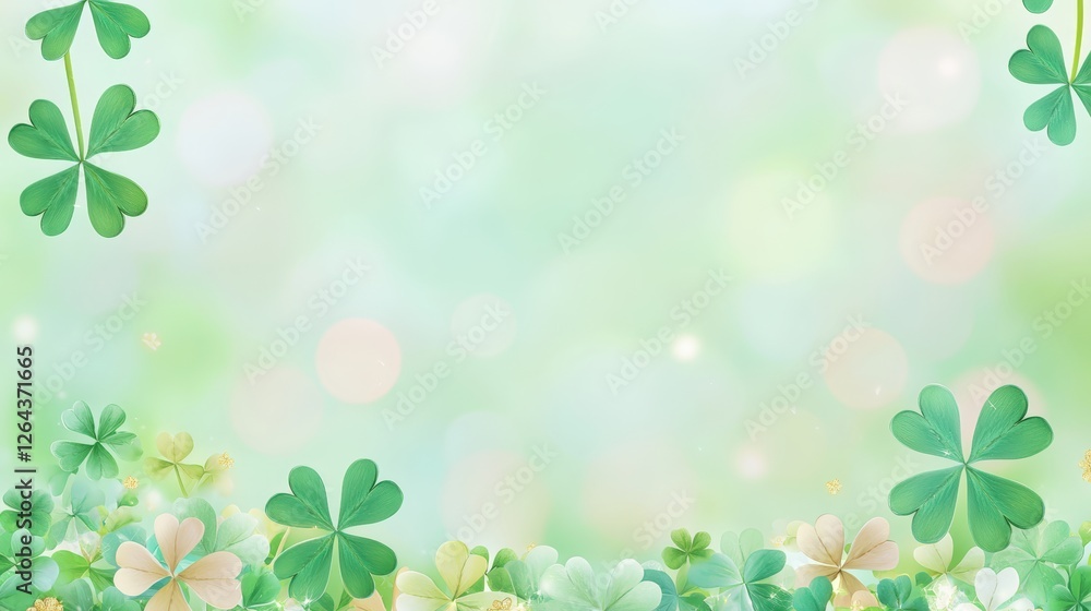 A serene background featuring vibrant green clovers and delicate flowers, creating a fresh, spring-like atmosphere. A serene background featuring vibrant green clovers and delicate flowers, creating a fresh, spring-like atmosphere.