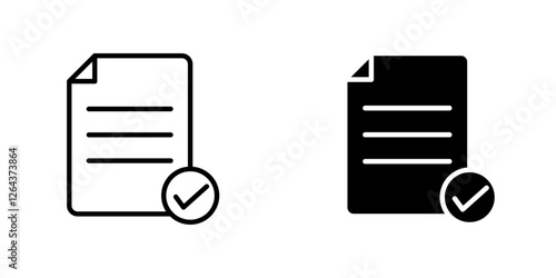 Accept document icons. stroke line and black solid icons