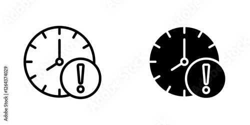 Alarm exclamation icons. stroke line and black solid icons