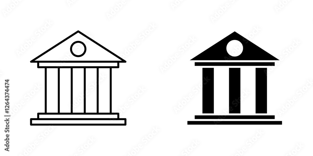 Bank icons. stroke line and black solid icons Bank icons. stroke line and black solid icons