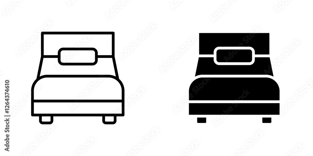 Bed icons. stroke line and black solid icons Bed icons. stroke line and black solid icons