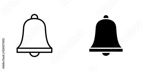 Bell ring icons. stroke line and black solid icons