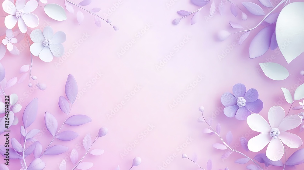 Pastel Flowers and Leaves Frame Background Design Pastel Flowers and Leaves Frame Background Design