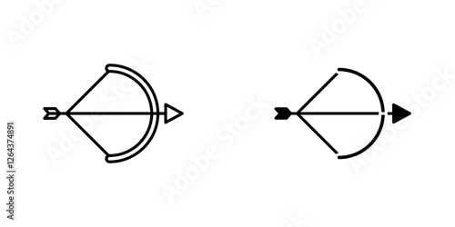 Bow arrow icons. stroke line and black solid icons