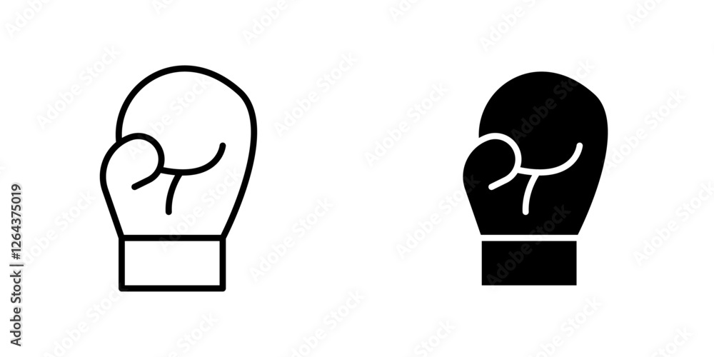 Boxing glove icons. stroke line and black solid icons Boxing glove icons. stroke line and black solid icons