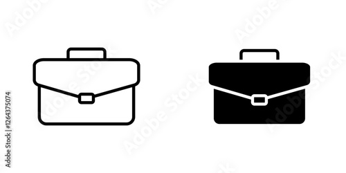 Briefcase icons. stroke line and black solid icons