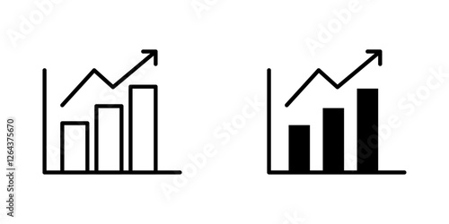 Chart histogram icons. stroke line and black solid icons