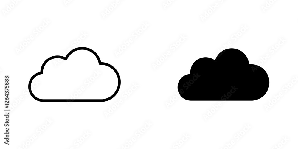 Cloud icons. stroke line and black solid icons Cloud icons. stroke line and black solid icons