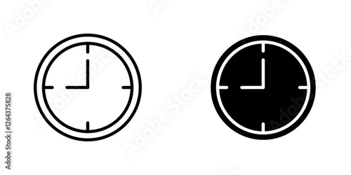 Clock nine icons. stroke line and black solid icons