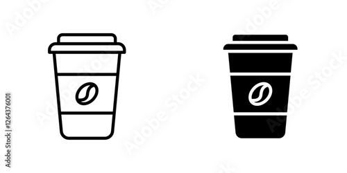 Coffee icons. stroke line and black solid icons