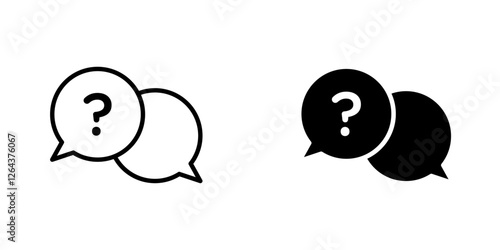 Comment question icons. stroke line and black solid icons