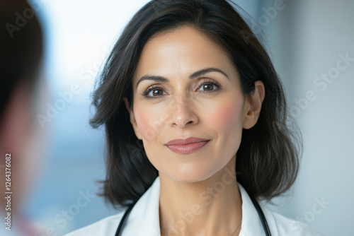 Wallpaper Mural Confident Hispanic Female Doctor with Short Dark Hair Smiling in Modern Medical Office Torontodigital.ca