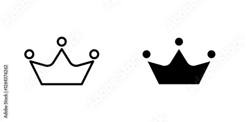 Crown icons. stroke line and black solid icons
