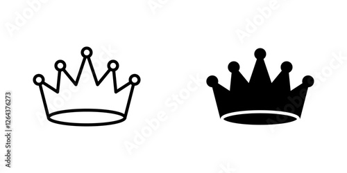 Crown icons. stroke line and black solid icons