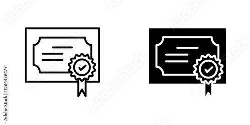 Diploma icons. stroke line and black solid icons