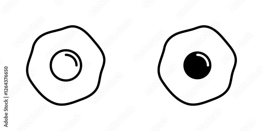 Egg fried icons. stroke line and black solid icons Egg fried icons. stroke line and black solid icons