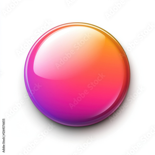 Glossy gradient button with vibrant color transitions, 3D Botton call to action Icon isolated design on white background