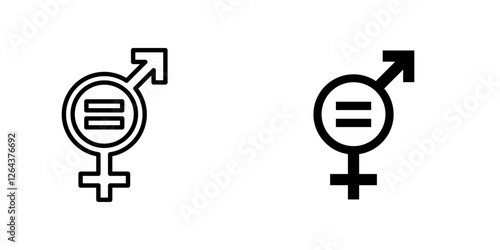 Equality icons. stroke line and black solid icons