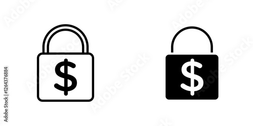 Fixed price icons. stroke line and black solid icons