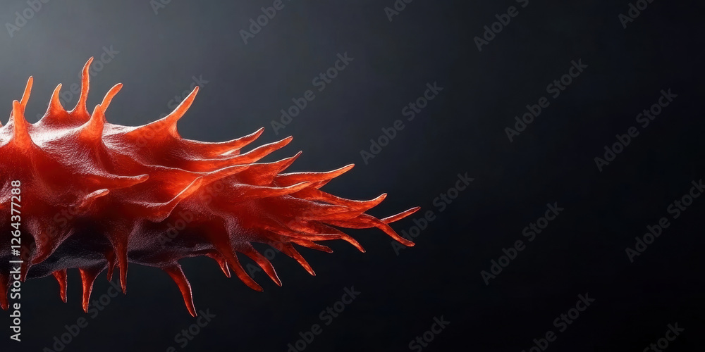 Close Up of Spiky Red Sea Creature Against Dark Background Close Up of Spiky Red Sea Creature Against Dark Background