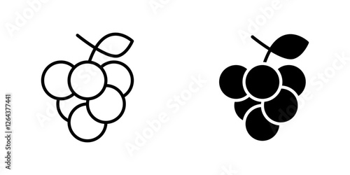 Grape icons. stroke line and black solid icons