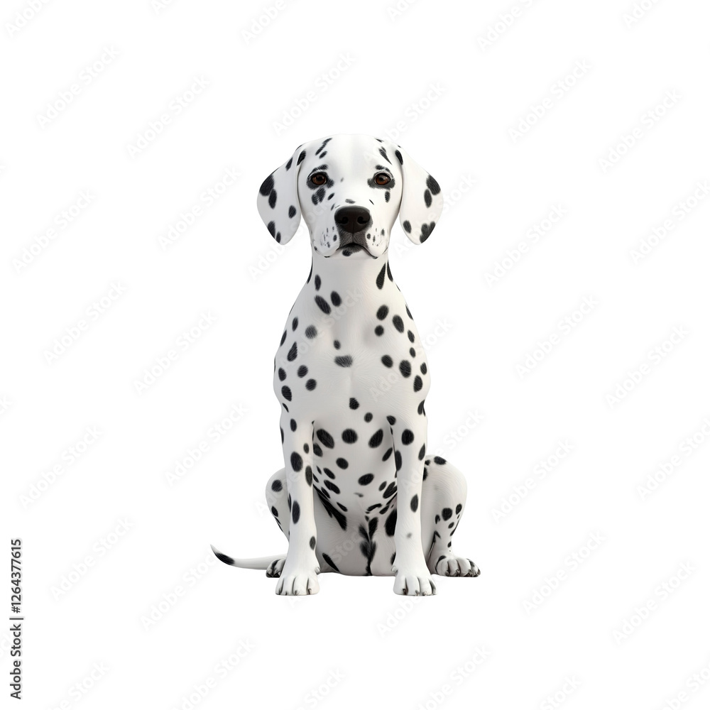 Adorable Dalmatian Dog Sitting, 3D Render Adorable Dalmatian Dog Sitting, 3D Render