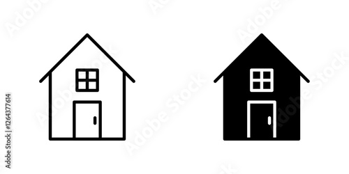 Home icons. stroke line and black solid icons