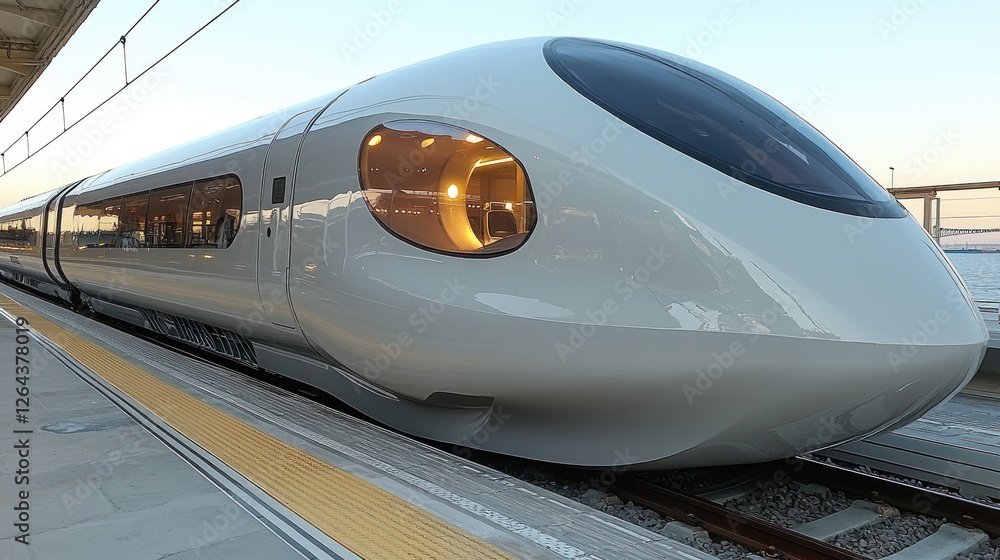 Sleek Modern High-Speed Train at Station Sleek Modern High-Speed Train at Station