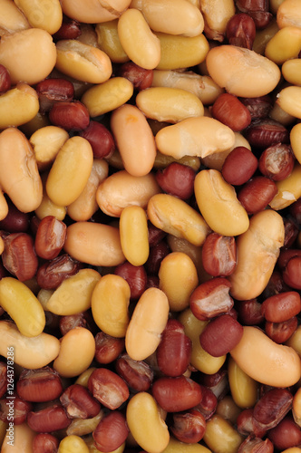 Three bean salad background with cannellini, flageolet and adzuki beans