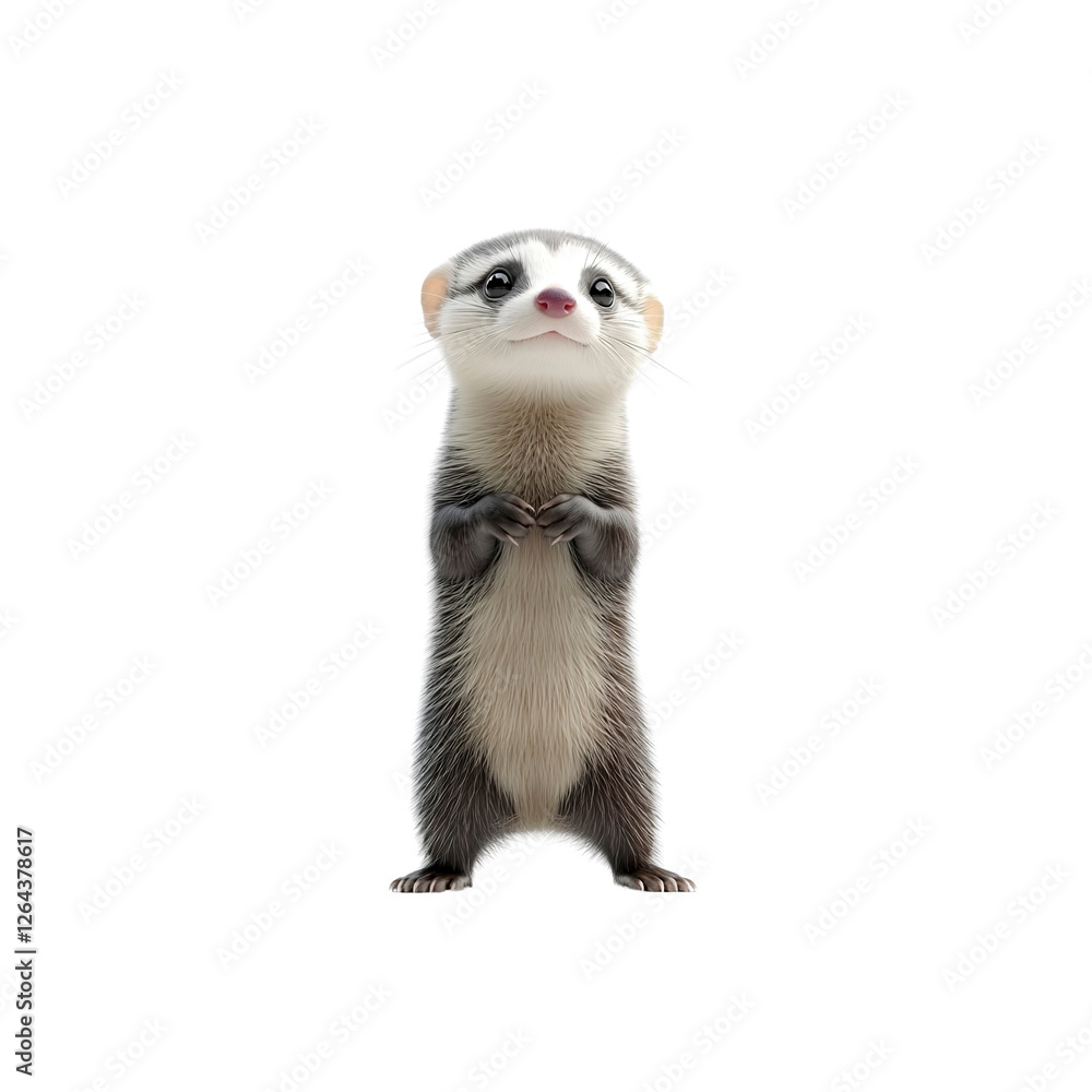 Adorable Ferret Standing on Hind Legs, Cute Pet Mammal Adorable Ferret Standing on Hind Legs, Cute Pet Mammal