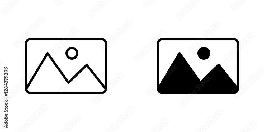 Picture icons. stroke line and black solid icons Picture icons. stroke line and black solid icons