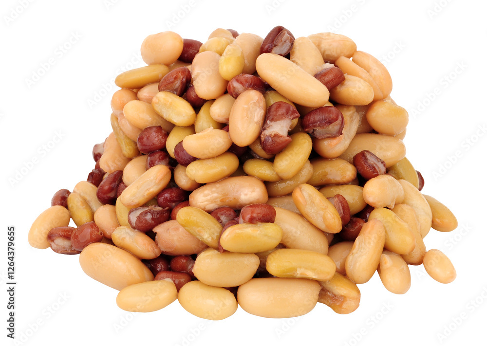 Pile of three bean salad with cannellini, flageolet and adzuki beans isolated on a white background Pile of three bean salad with cannellini, flageolet and adzuki beans isolated on a white background