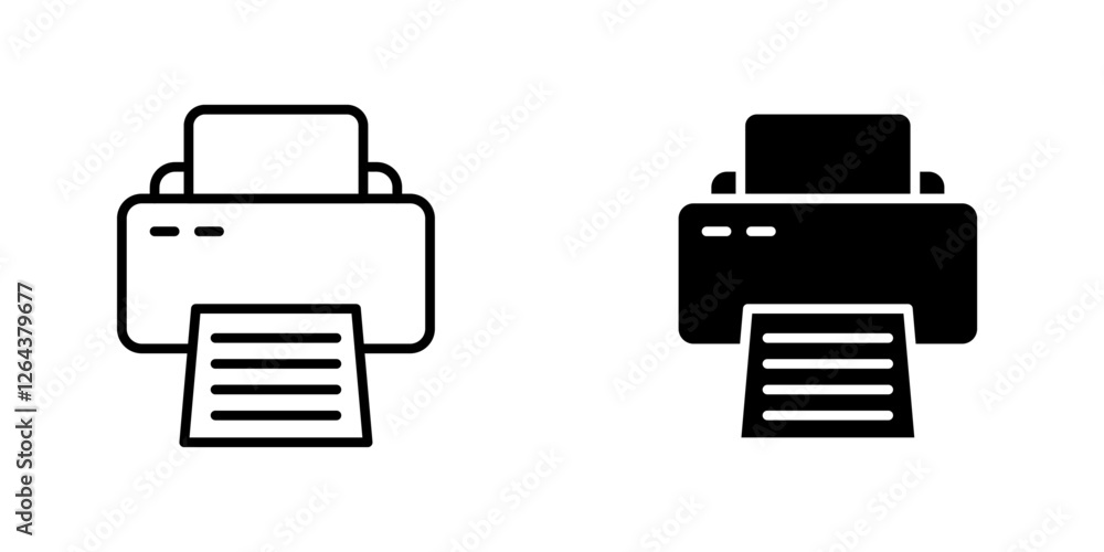 Print icons. stroke line and black solid icons Print icons. stroke line and black solid icons
