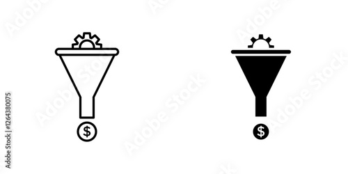 Sales Funnel icons. stroke line and black solid icons