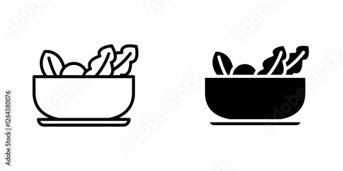 Salad icons. stroke line and black solid icons