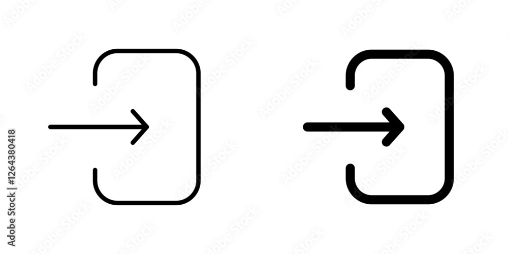 Sign out icons. stroke line and black solid icons Sign out icons. stroke line and black solid icons