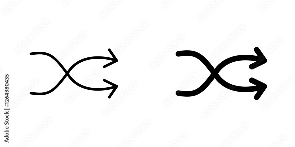 Shuffle icons. stroke line and black solid icons Shuffle icons. stroke line and black solid icons