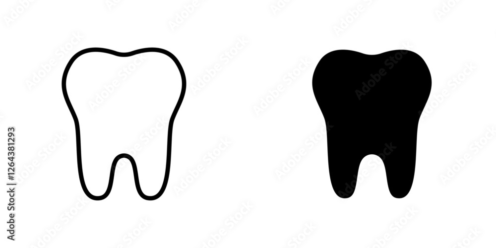 Tooth icons. stroke line and black solid icons Tooth icons. stroke line and black solid icons