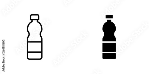Water bottle icons. stroke line and black solid icons